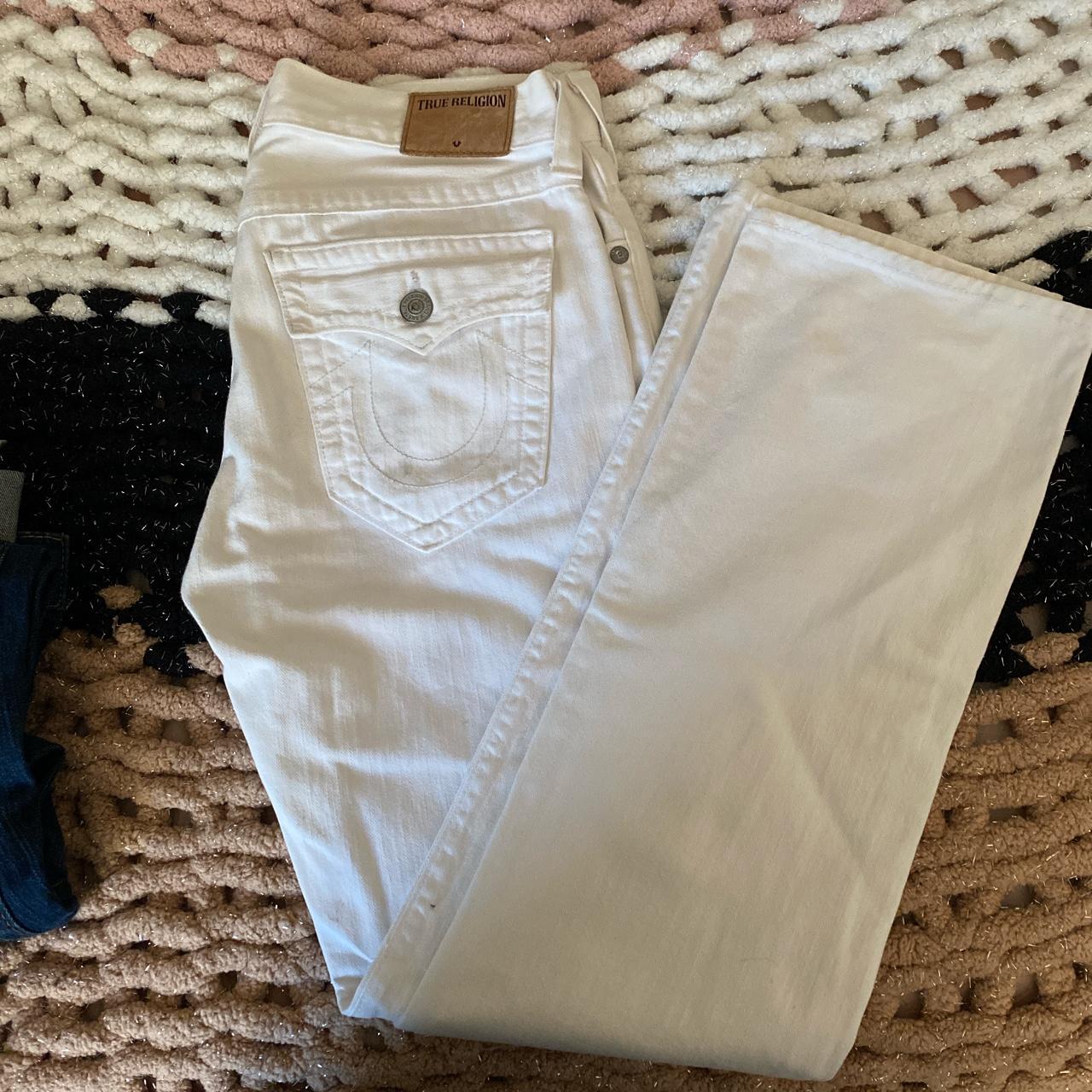 Beautiful white relaxed straight true religions!... - Depop