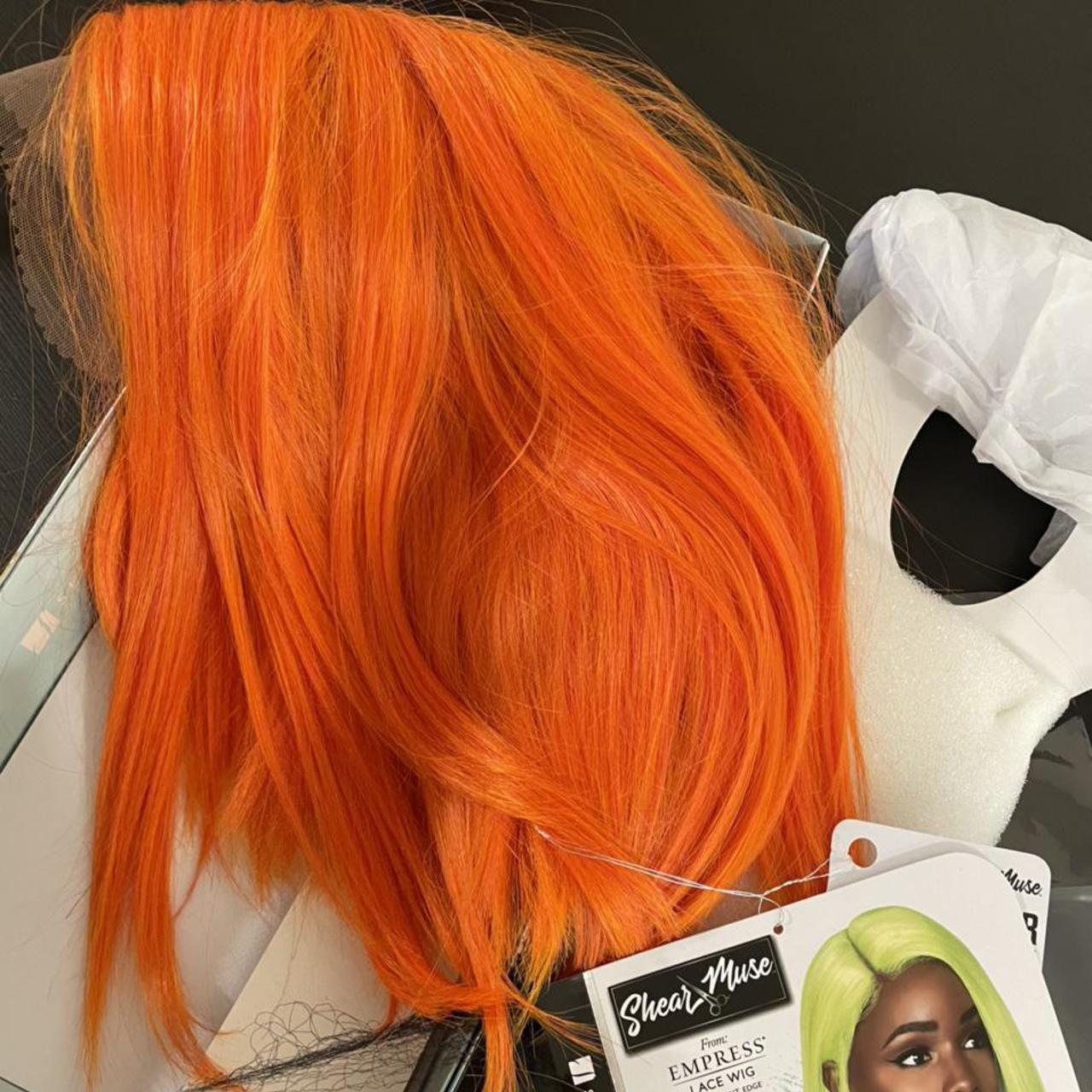 neon orange lace front wig