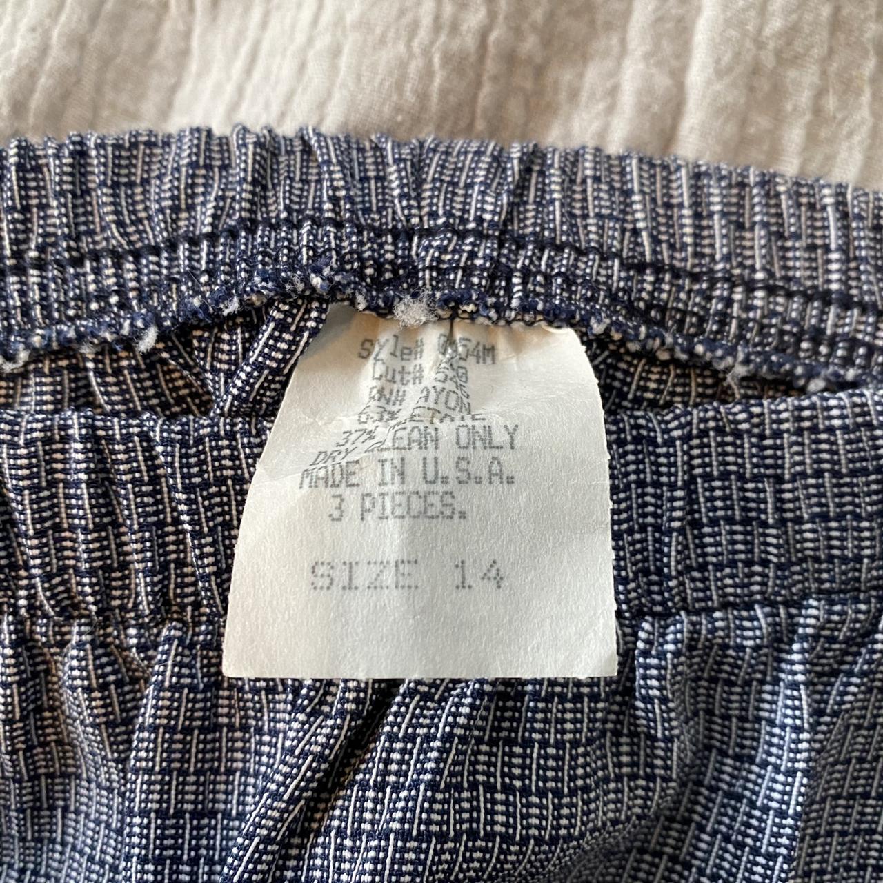 Baggy, blue, elastic waist pants, size 14. Checkered... - Depop