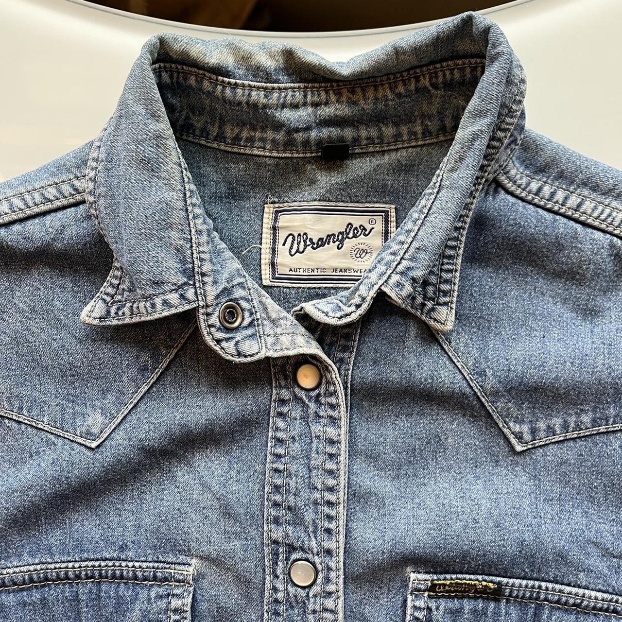 Wrangler Women's Blue and Navy Shirt | Depop