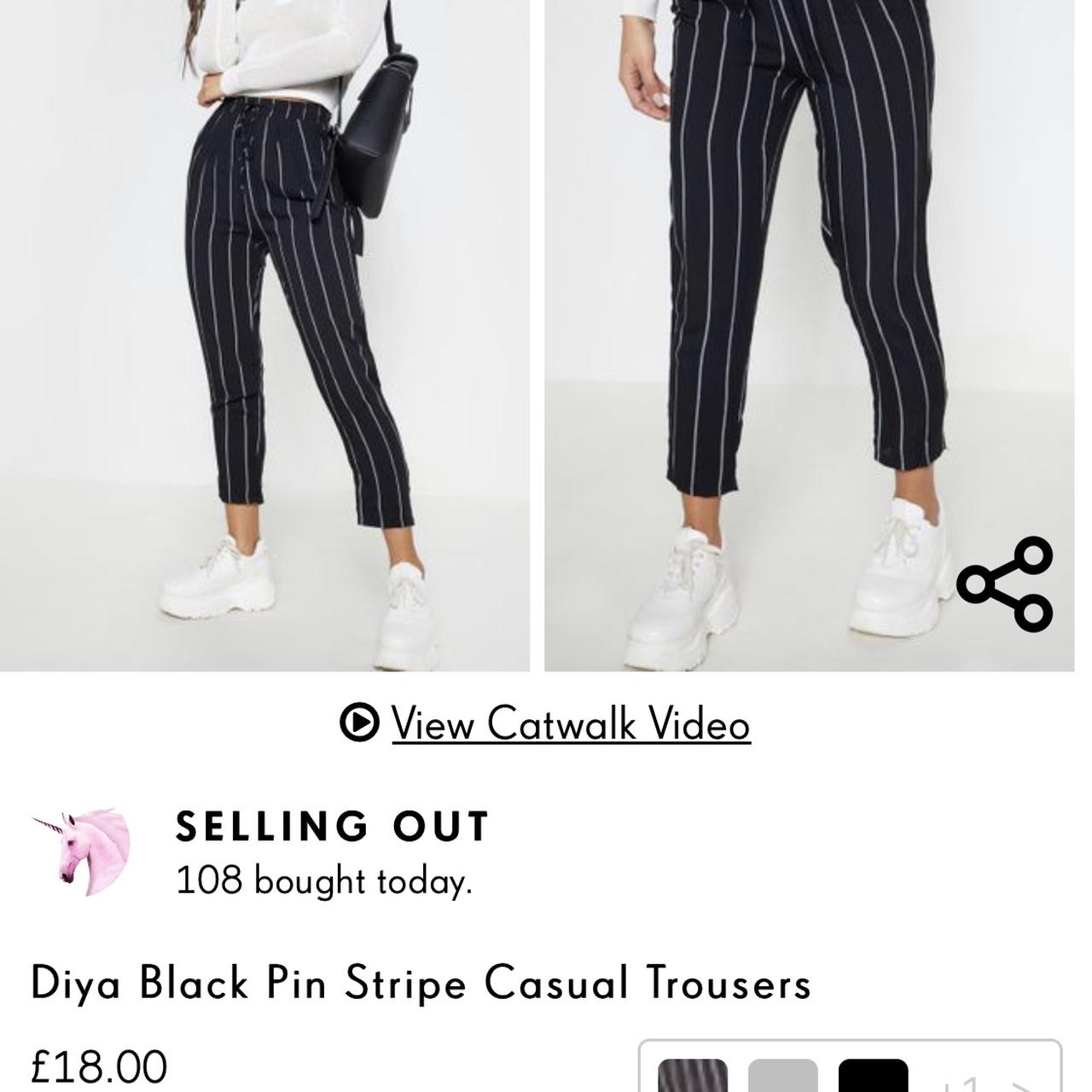 Diya Black Pin Stripe Casual Pants