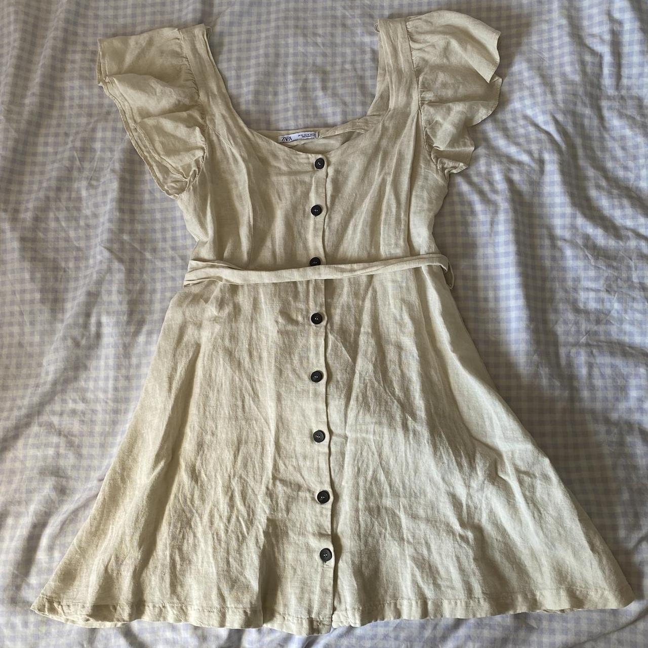 zara white mini dress ☆ button up, removable and... - Depop