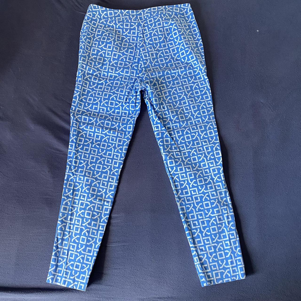 blue and white patterned capri pants/trousers 💌 two... - Depop