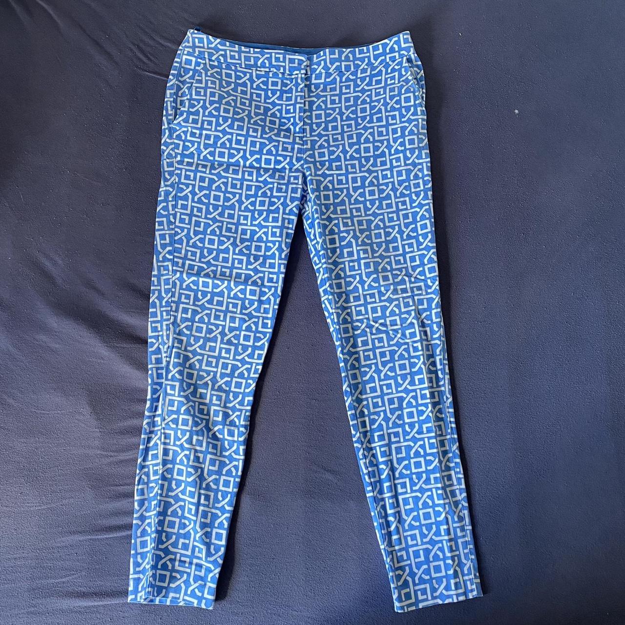 blue and white patterned capri pants/trousers 💌 two... - Depop