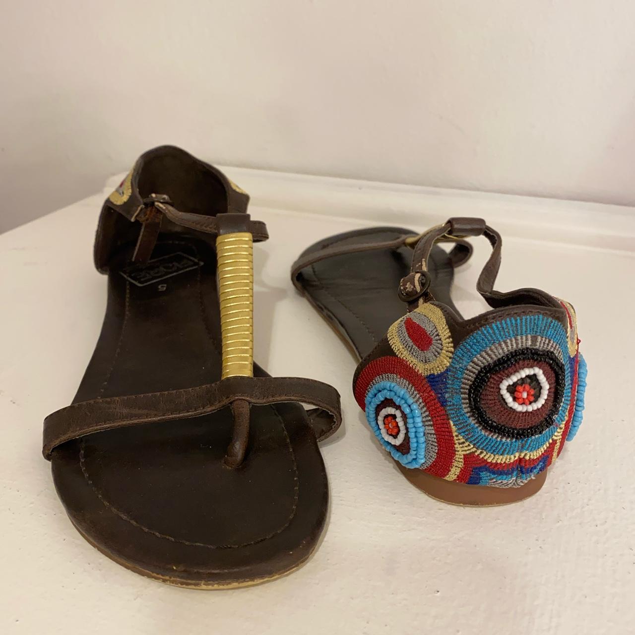 Fiore matalan Brown and gold sandals with beaded... Depop