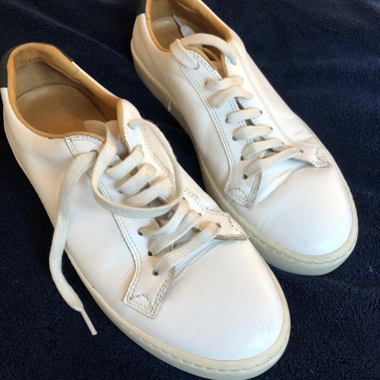 Russell and Bromley leather white trainers. Size 39... - Depop