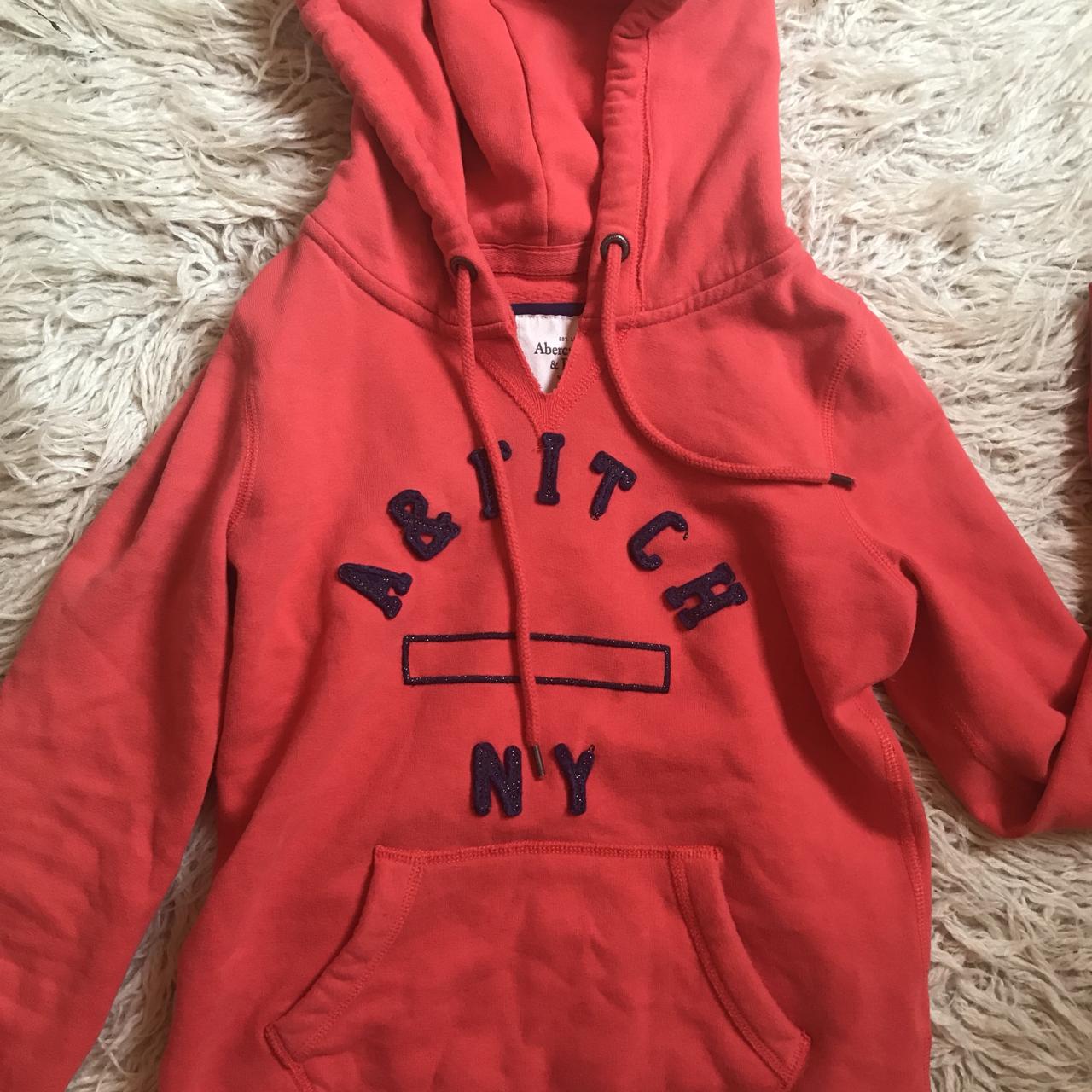orange /pink and navy Abercrombie & Fitch hoodie The... Depop