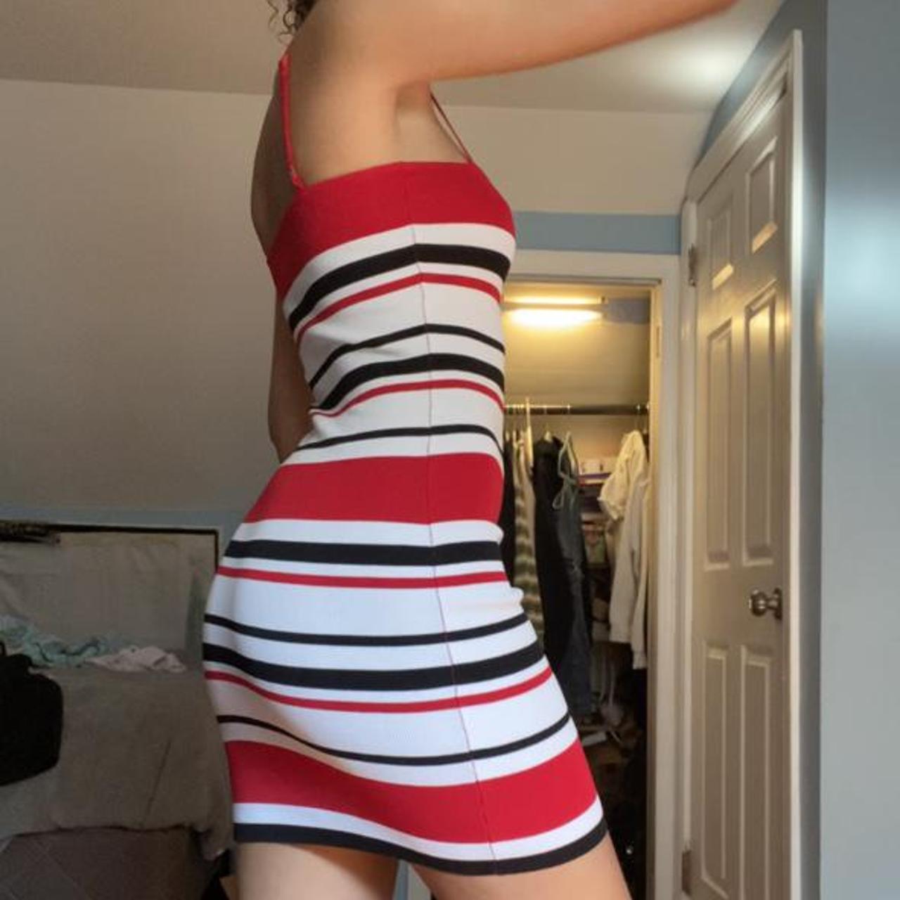 Tommy hilfiger red and white best sale striped dress