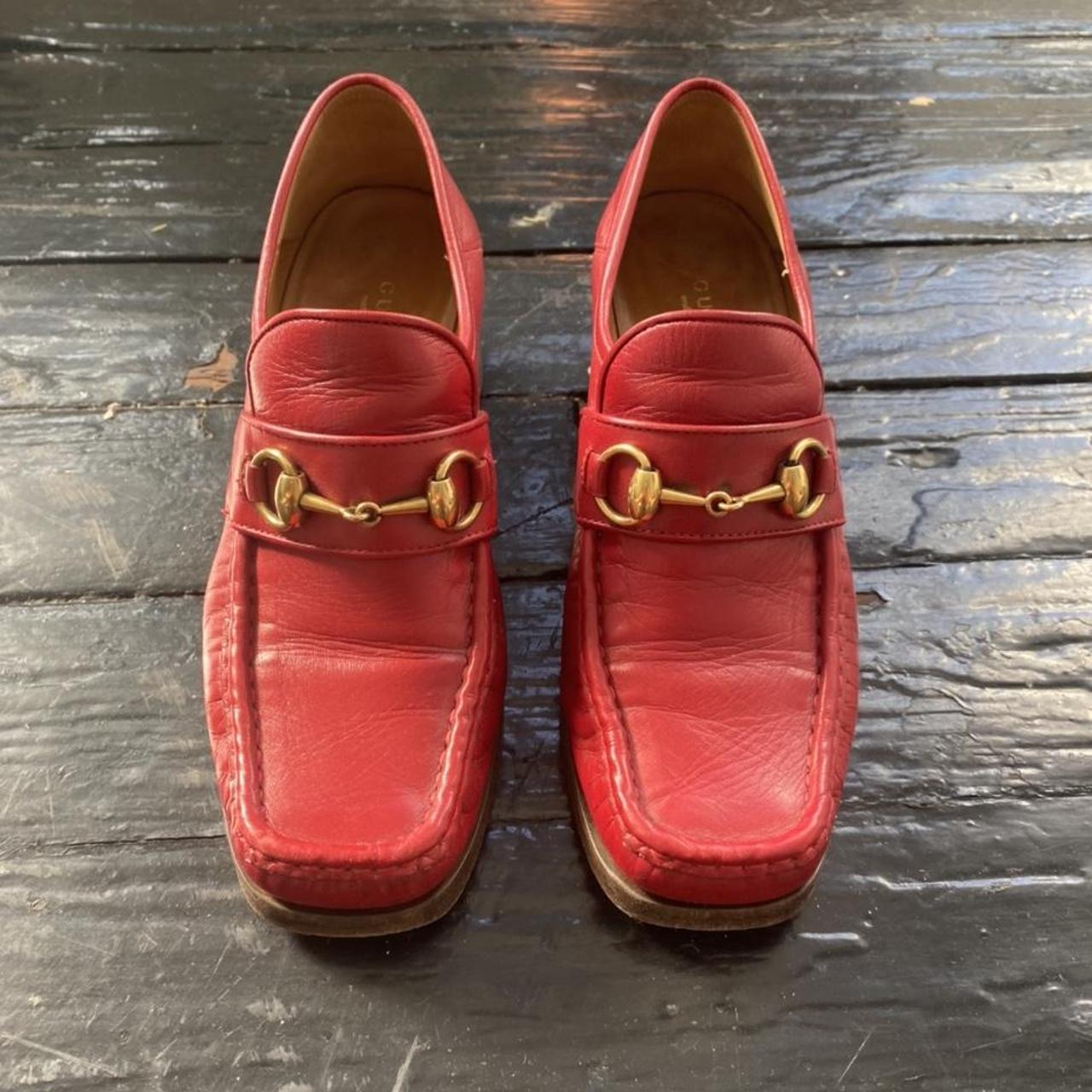 Gucci Women's Red Loafers Depop