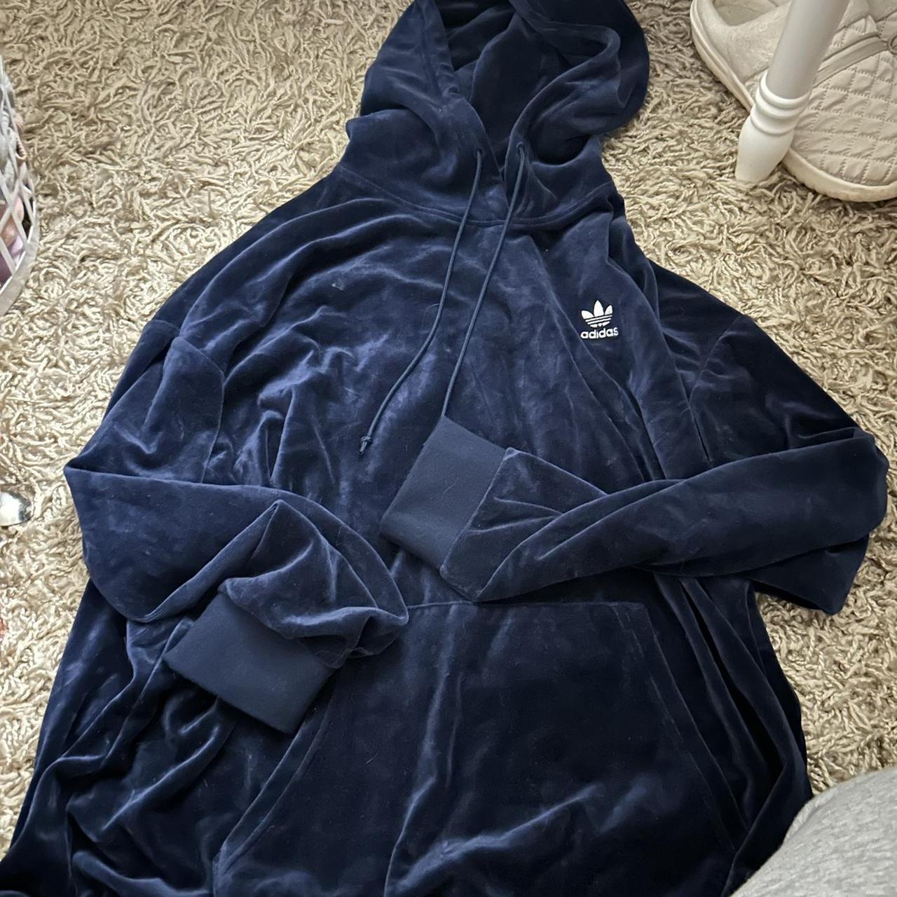 navy velvet hoodie soft! only... Depop