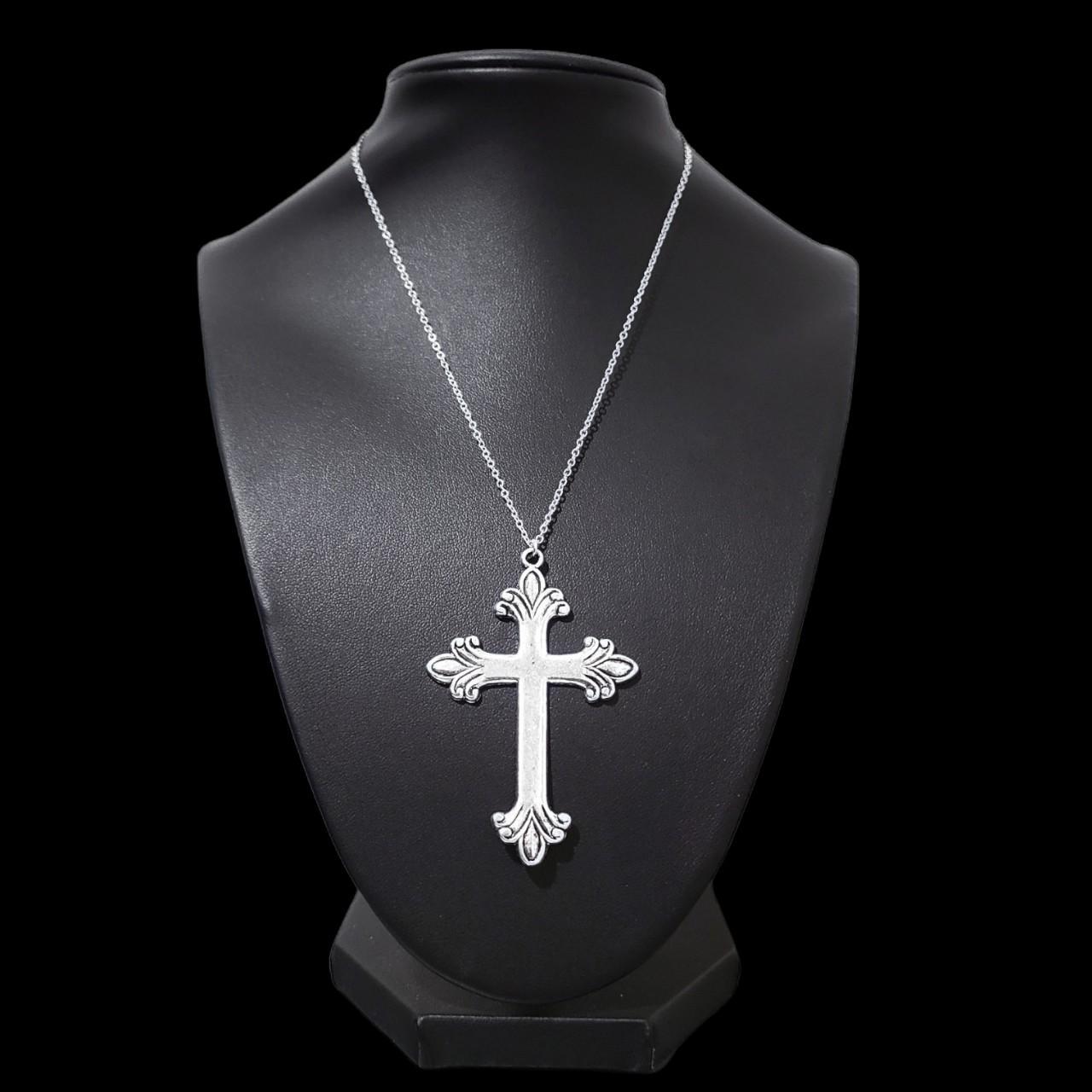 Fancy Cross Necklace, Large Cross Christian Necklace-B6626-N