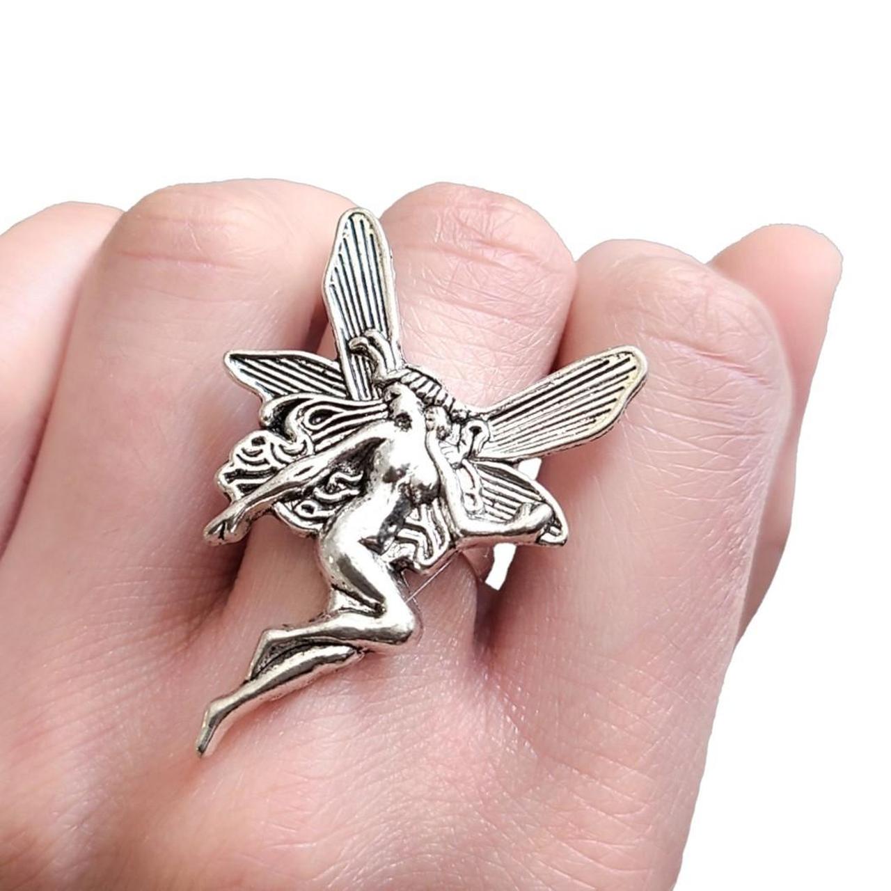Large Silver Fairy Ring New Adjustable Size... Depop