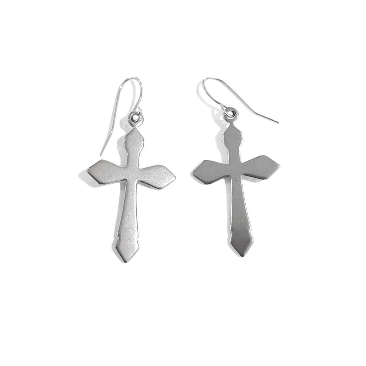 Stainless Steel Cross Earrings 016 Stainless Steel... - Depop