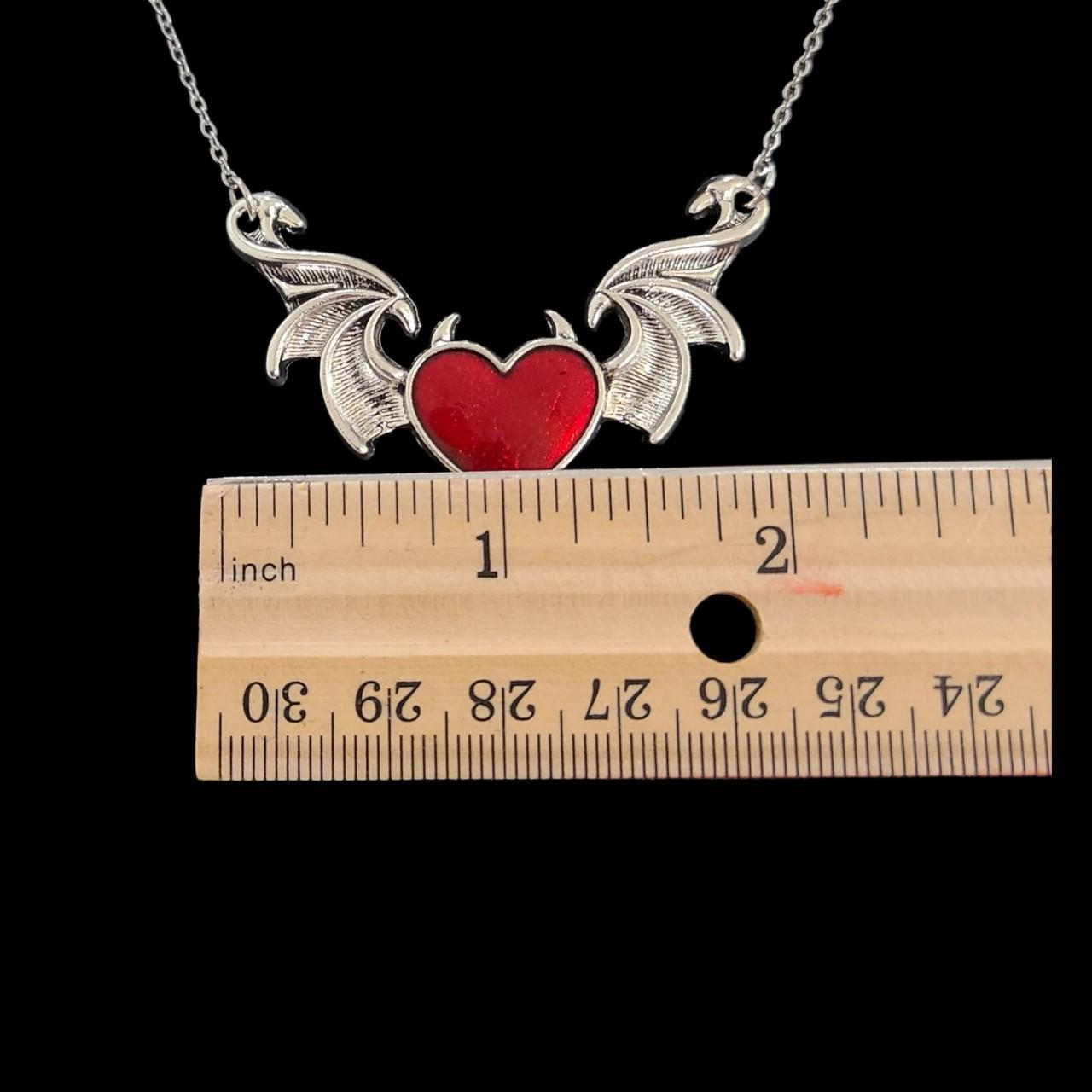 Product Image 3 - Red Batwing Heart Necklace
...
Red Enamel