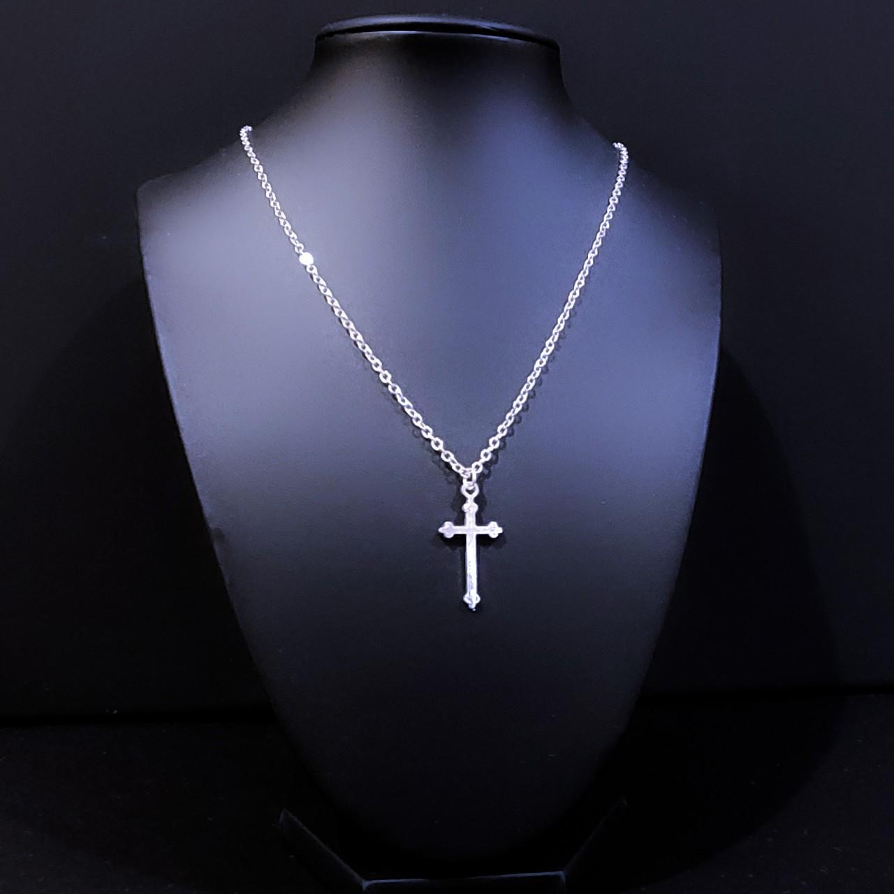 18 Silver Cross Necklace Depop