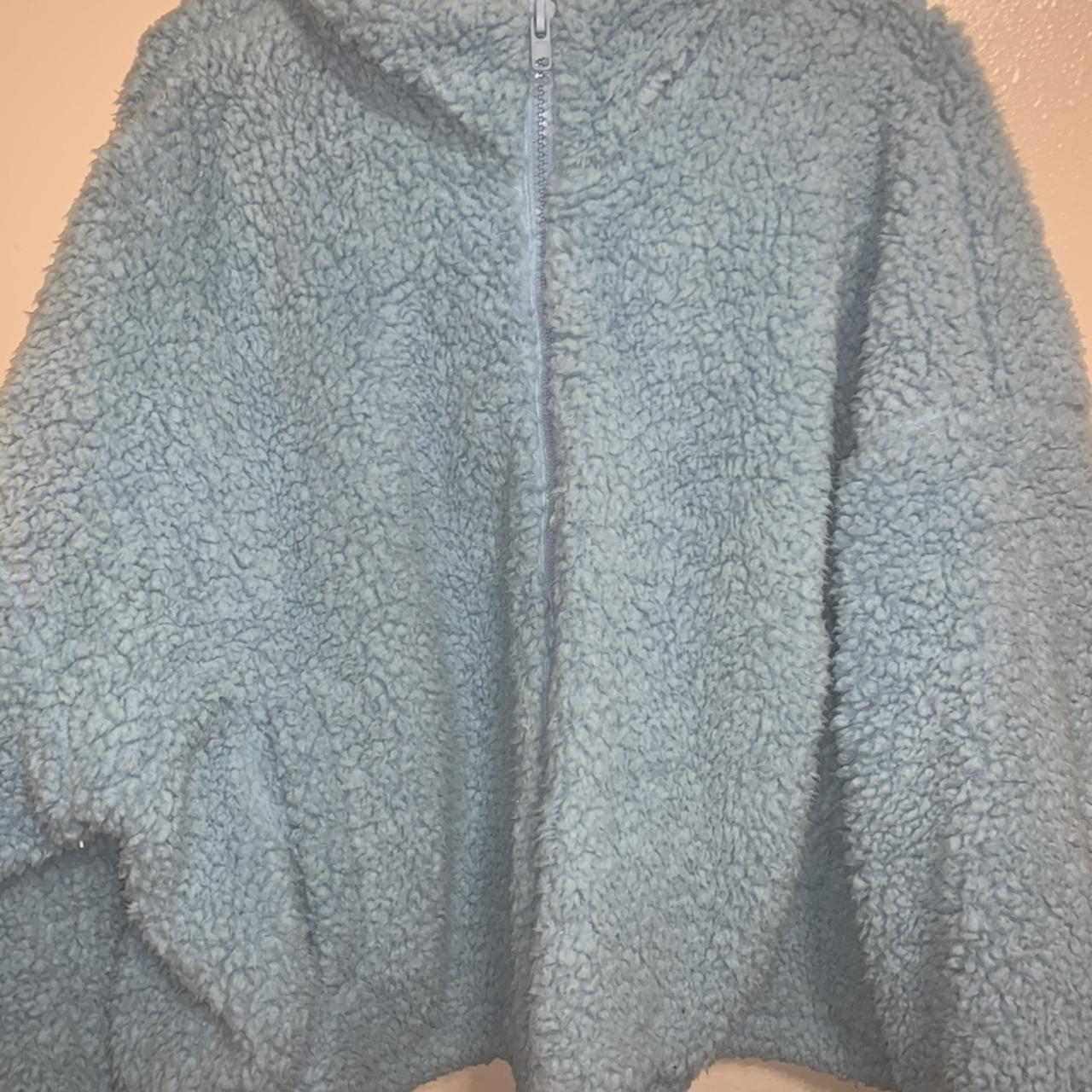 Uo willow fuzzy 2024 drawstring teddy jacket blue