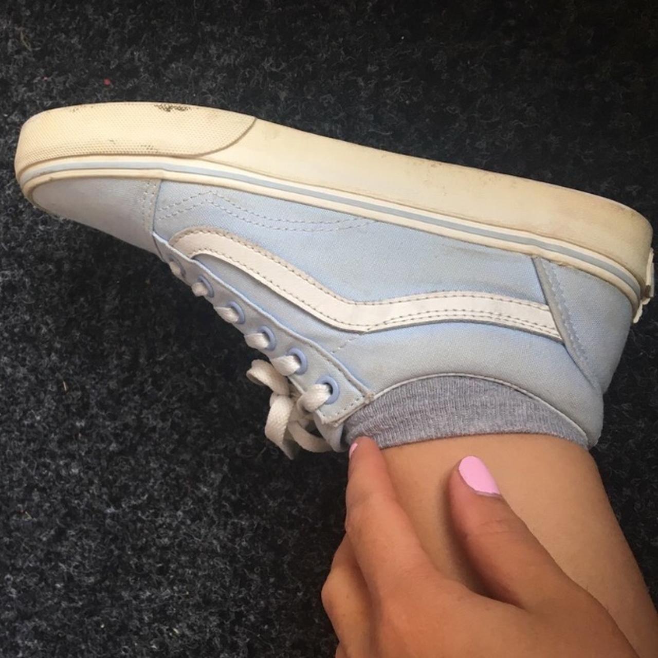 Baby blue Vans Old Skool, hardly worn- in almost... - Depop