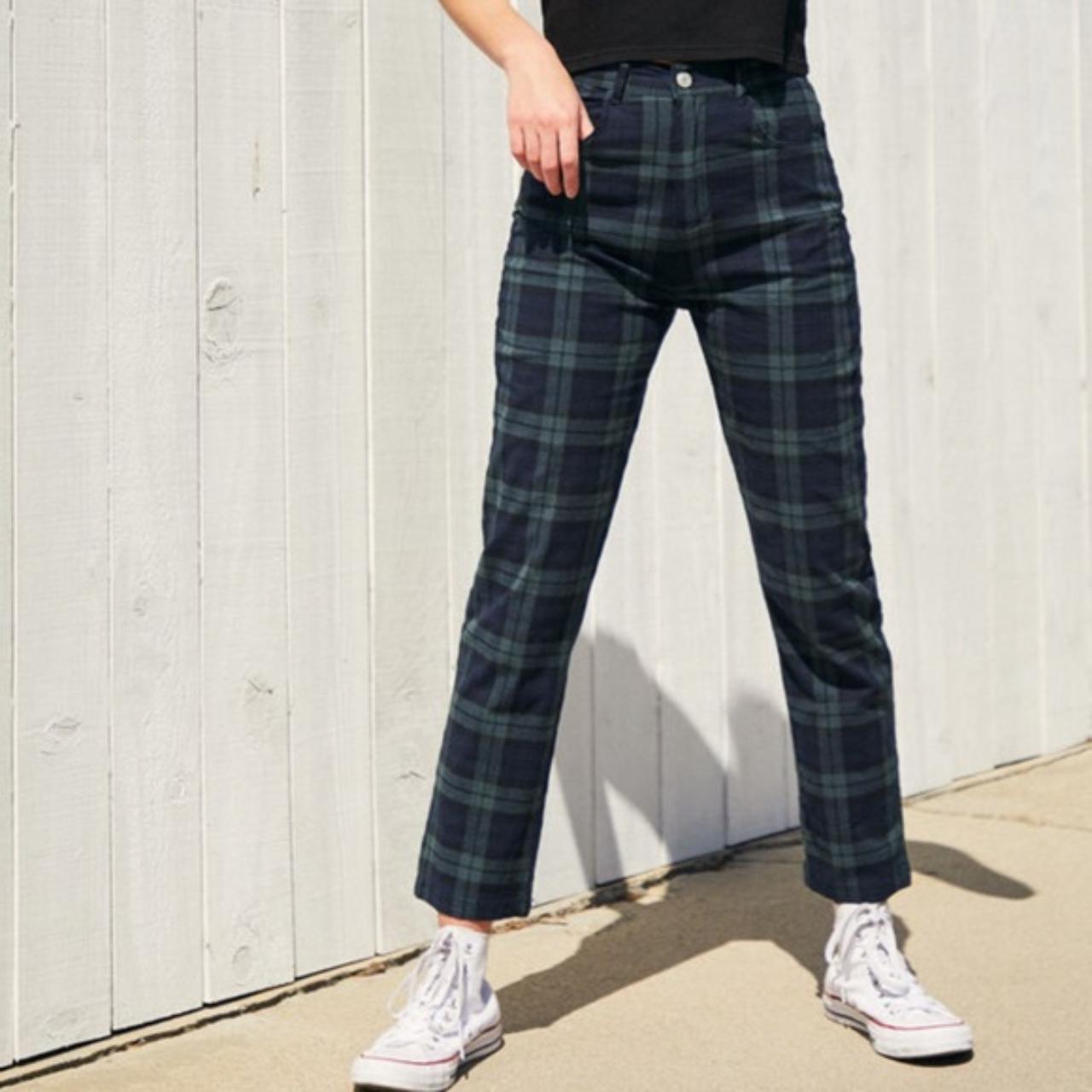 brandy melville green checkered pants