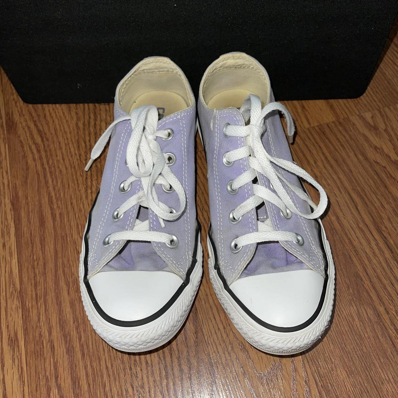 Pastel Purple Converse - the fabric of the shoe is... - Depop