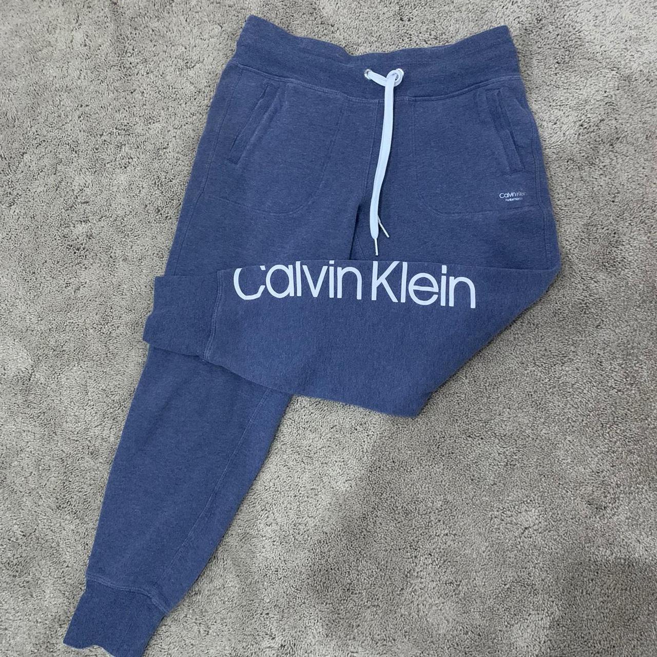 Calvin Klein Women's Blue and White Joggers-tracksuits | Depop