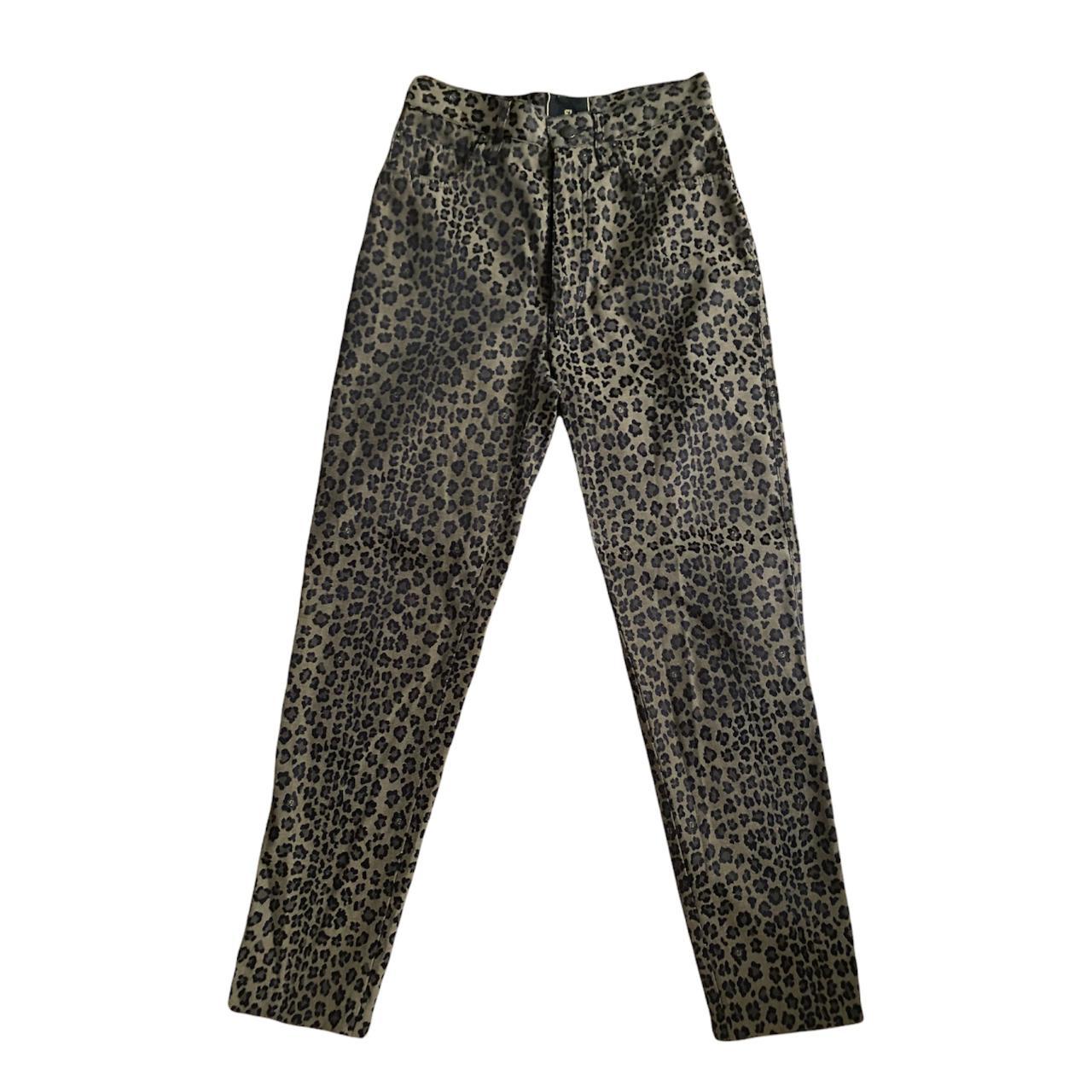 Fendi Leopard Pattern Long Pants Brown Black Italy #43 #29 Authentic 79388