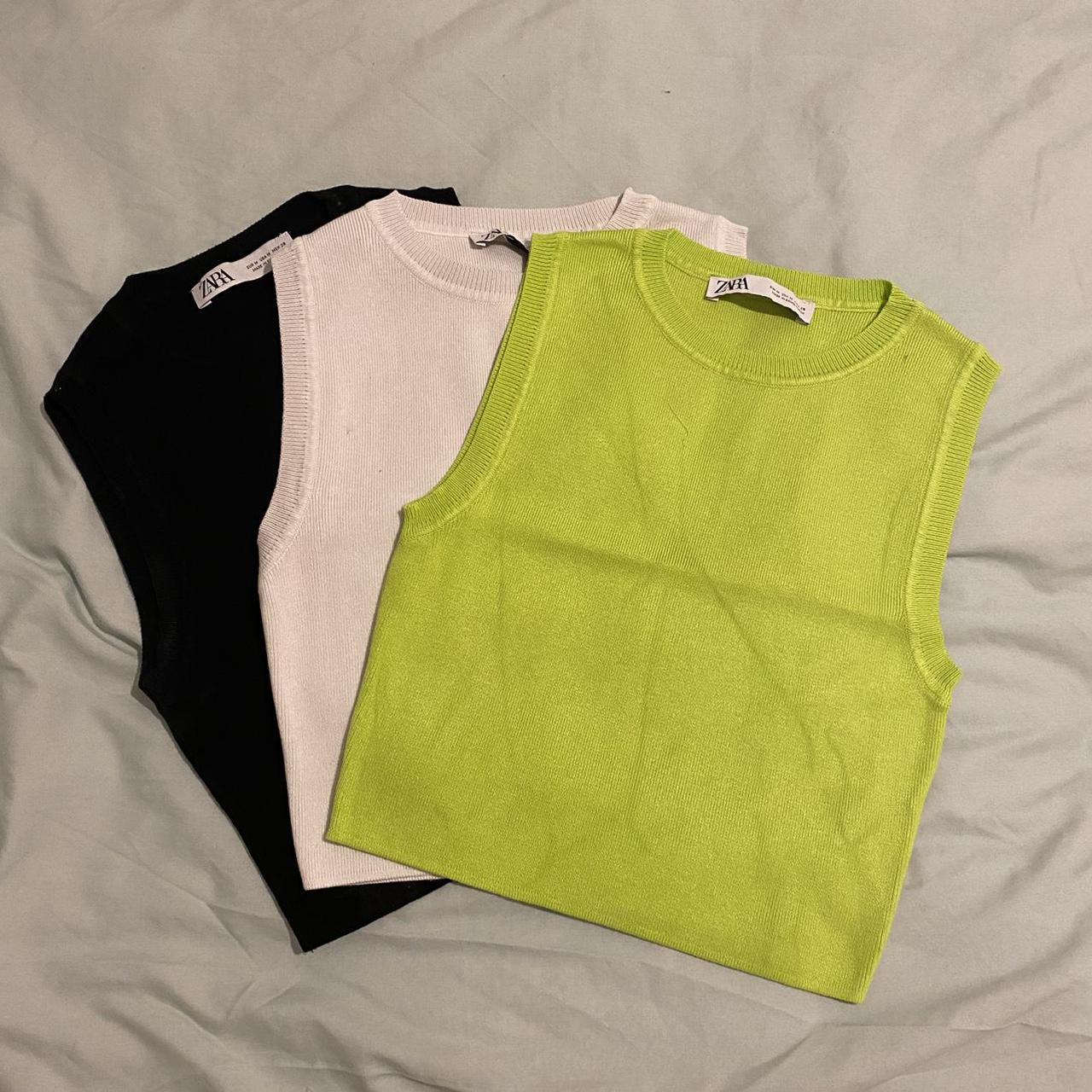 ZARA SEAMLESS CROP TOP FLUORESCENT LIME GREEN NEON BOOB TUBE XS-S