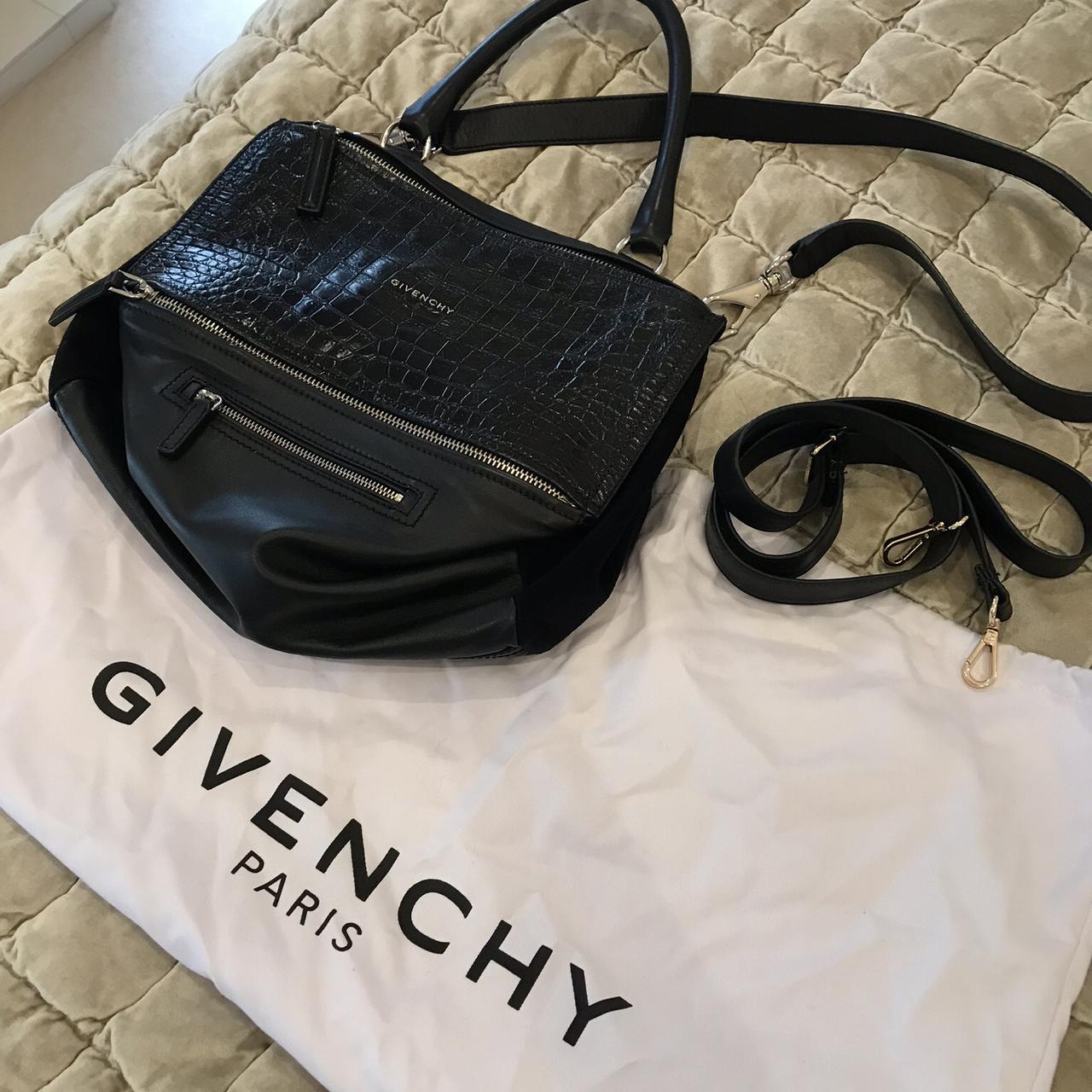 Givenchy Croc Embossed Leather and Suede Pandora Bag Depop