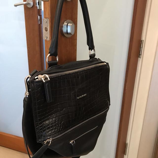 Givenchy Pandora Sueded Faux Croc & Leather Medium Handbag
