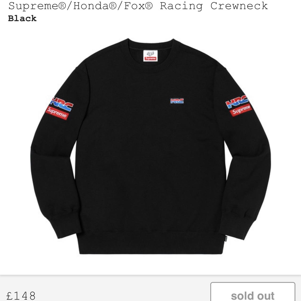 Supreme Honda Fox Racing Crewneck -Black -M... - Depop