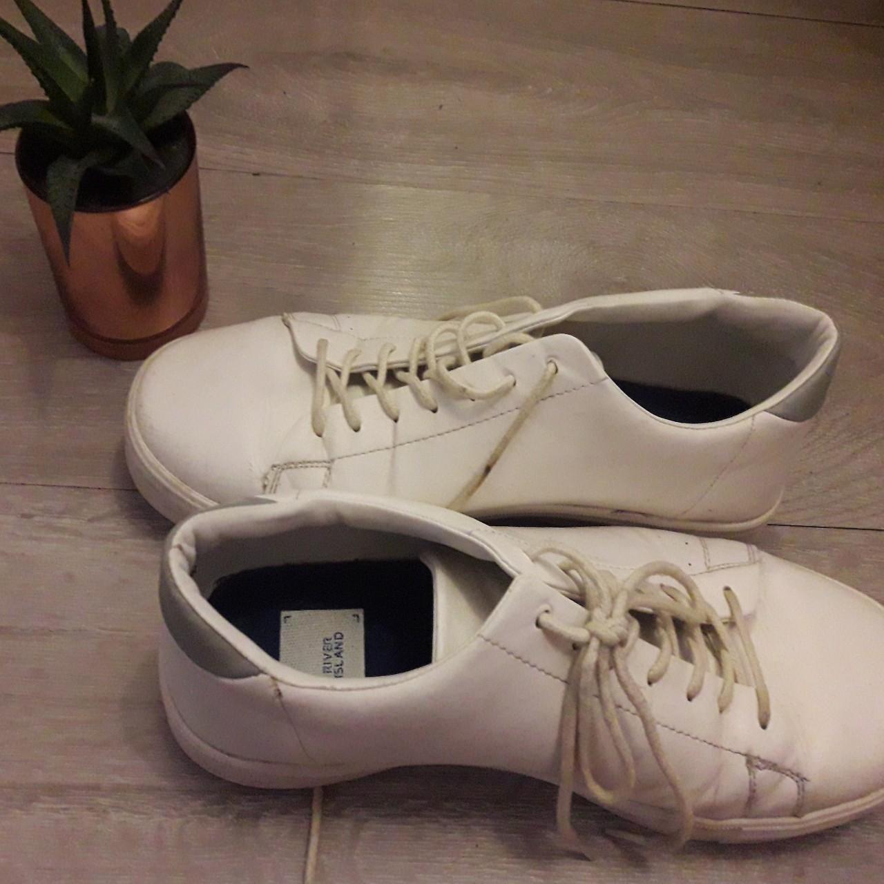 Mens size 11 River island White trainers. Worn a few... - Depop