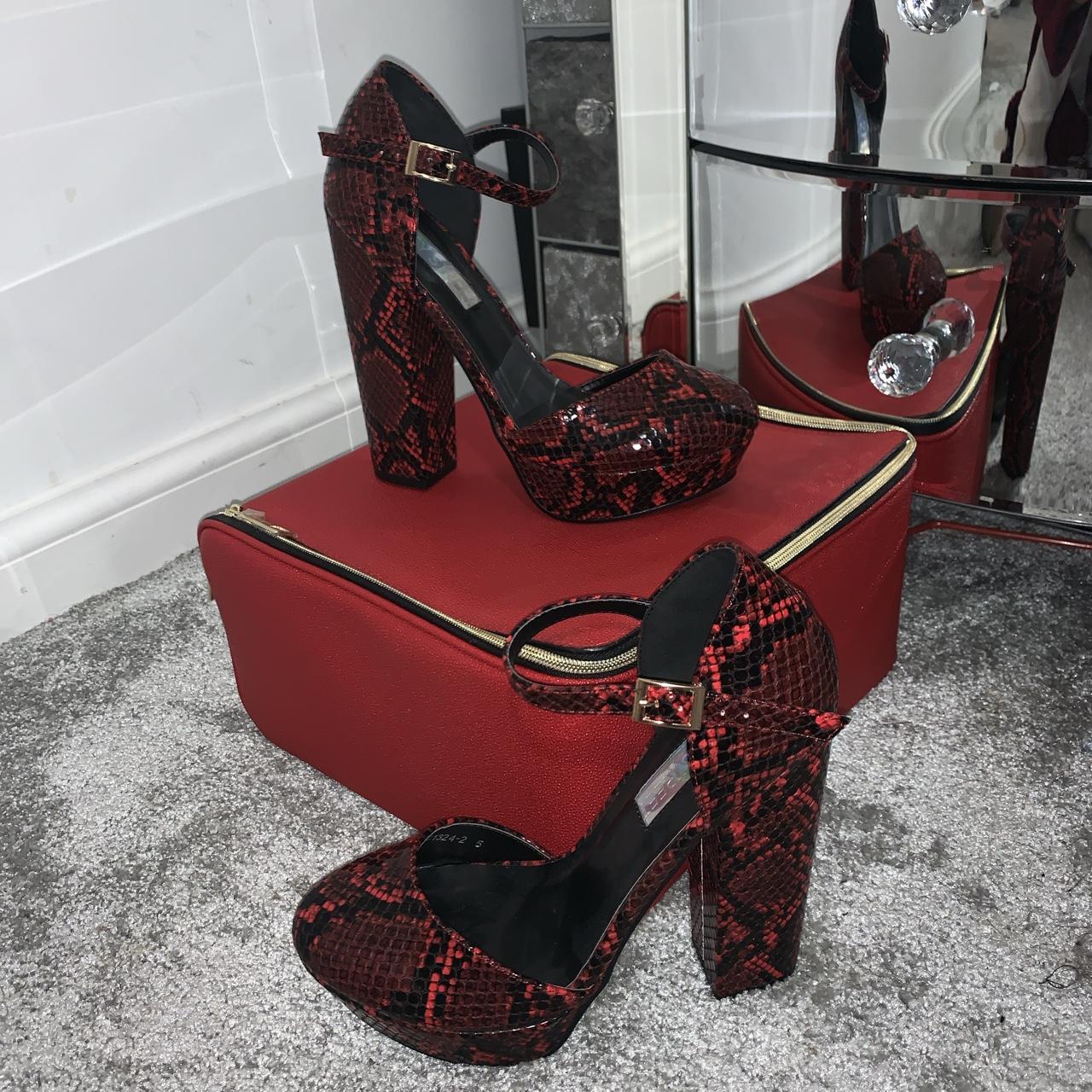 burgundy snakeskin heels
