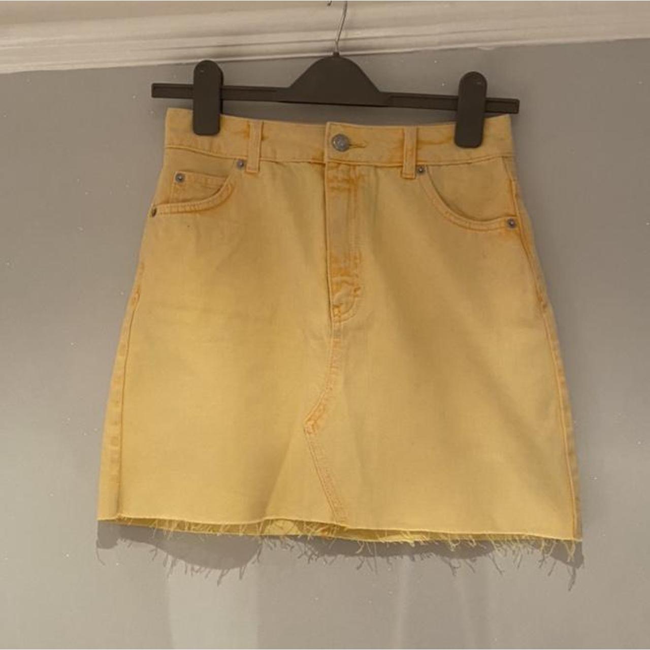 topshop yellow denim skirt