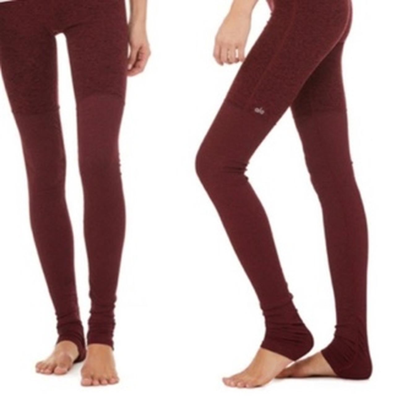 Burgundy high-waisted bootcut/ flare leggings (yoga - Depop