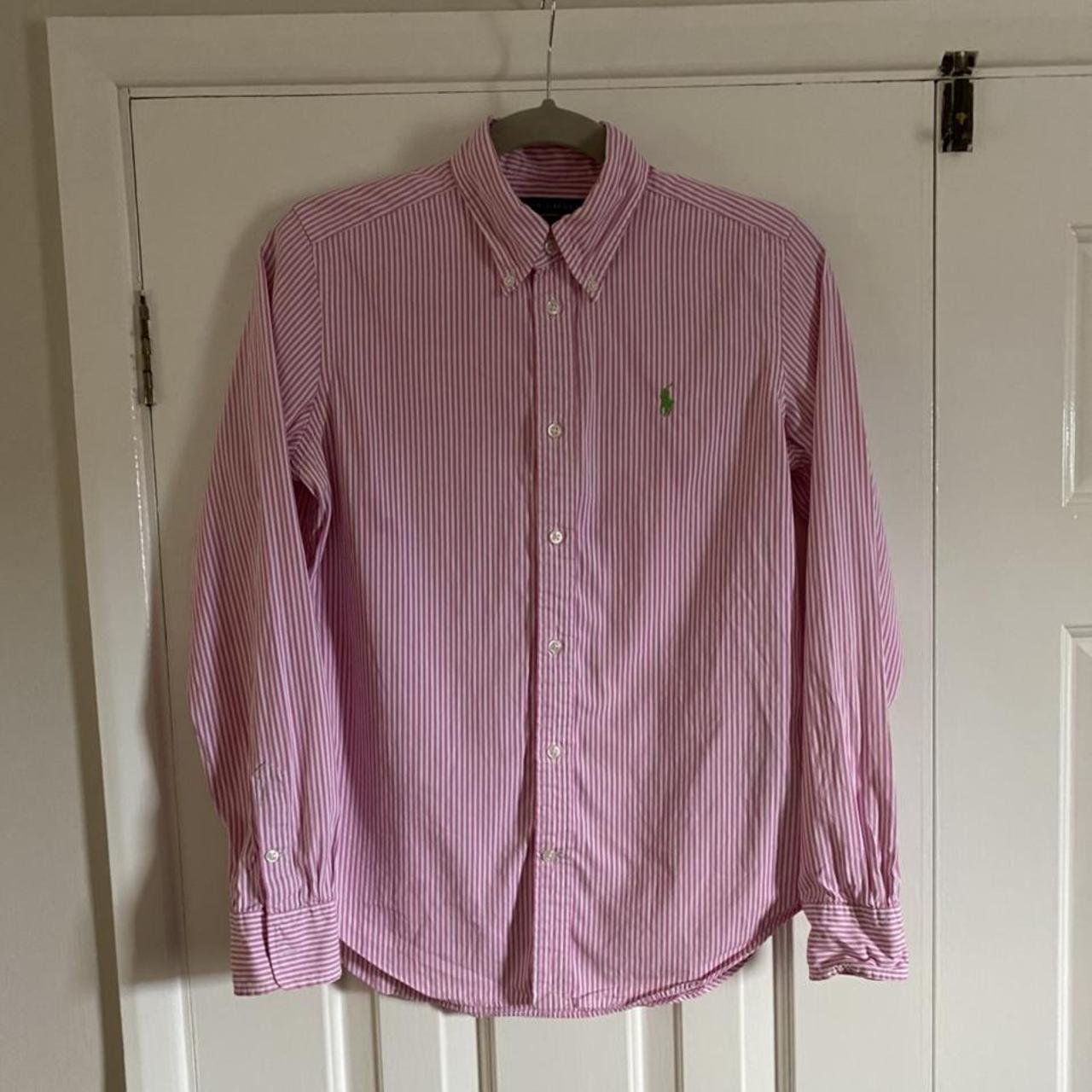 Ralph Lauren Women's Pink and White Shirt | Depop