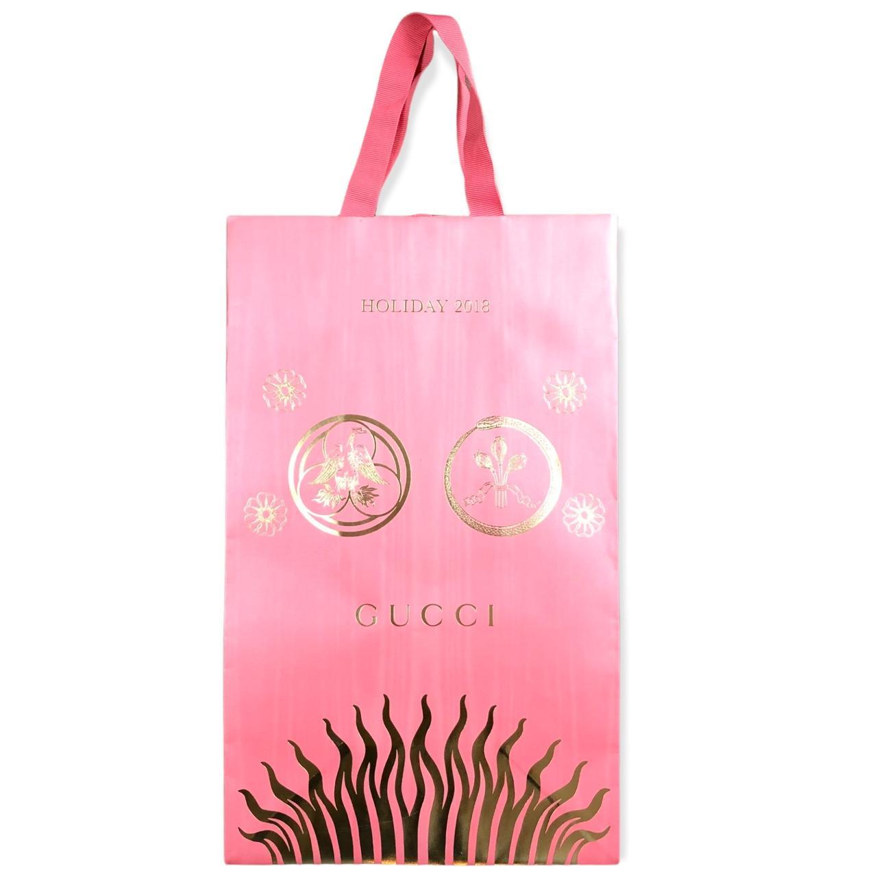 Gucci Holiday 2018 pink gift bag with gold foil... Depop