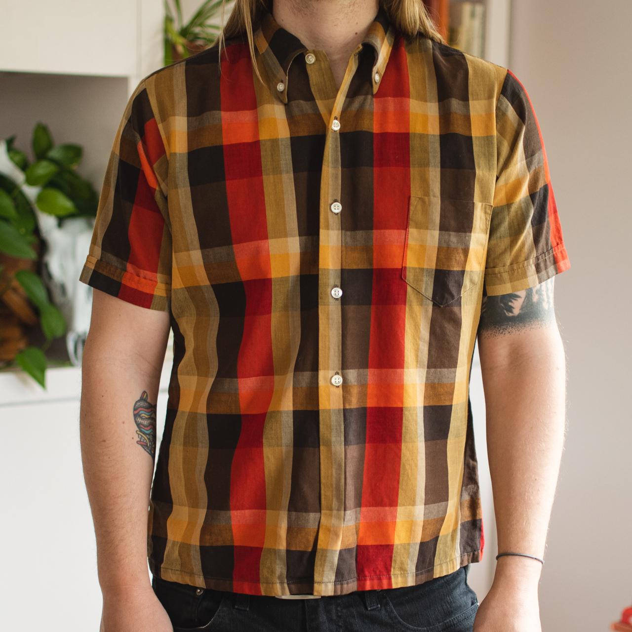 American Vintage Men's Red and Yellow Shirt | Depop