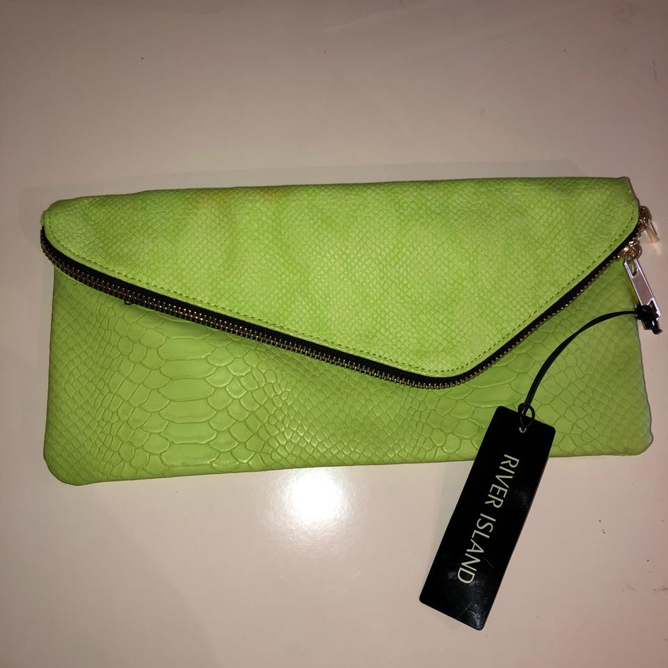 Lime green clutch store bag river island