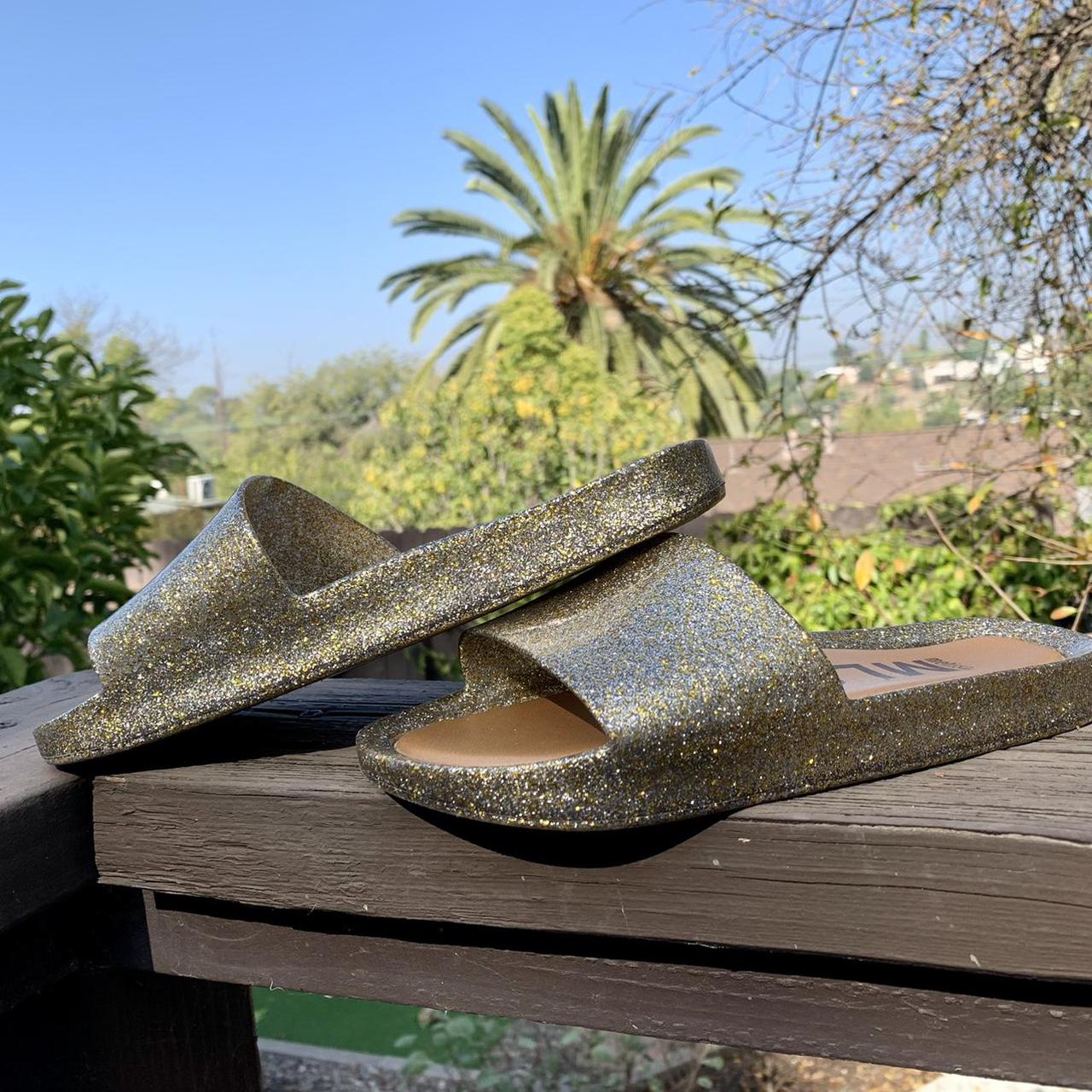 MELISSA MLSA Metallic Gold Silver Glitter Slides