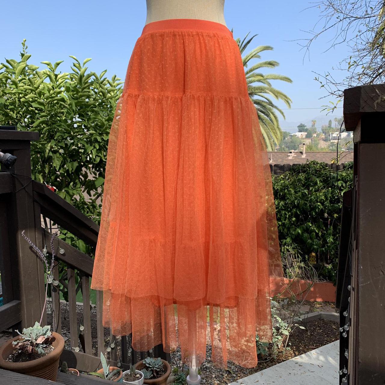 Product Image 1 - ANTHROPOLOGIE Evelyn Orange Textured Tulle