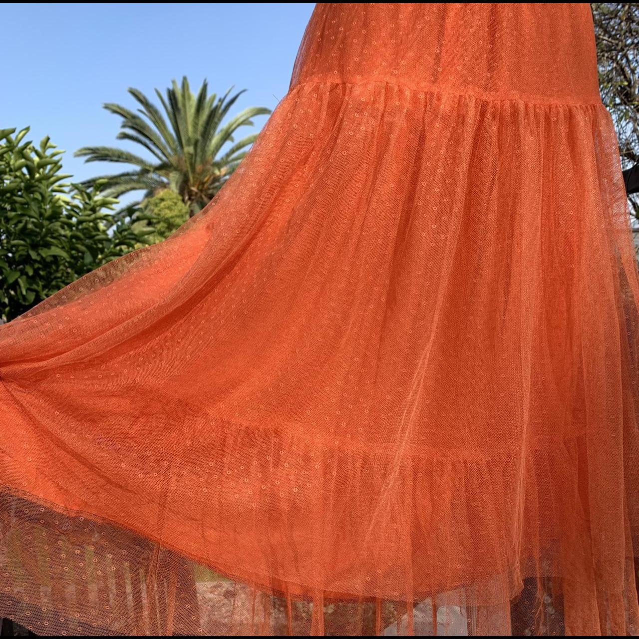 Product Image 2 - ANTHROPOLOGIE Evelyn Orange Textured Tulle