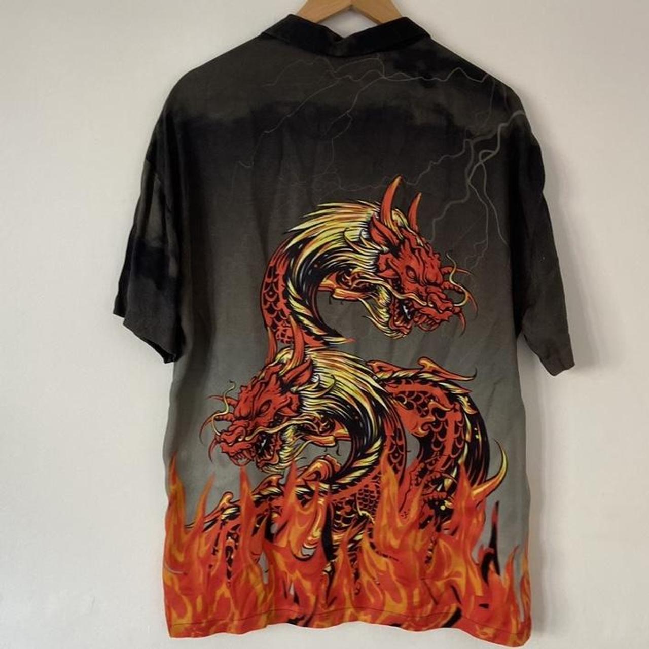 Baggy asos dragon print shirt modelled on a mens... - Depop