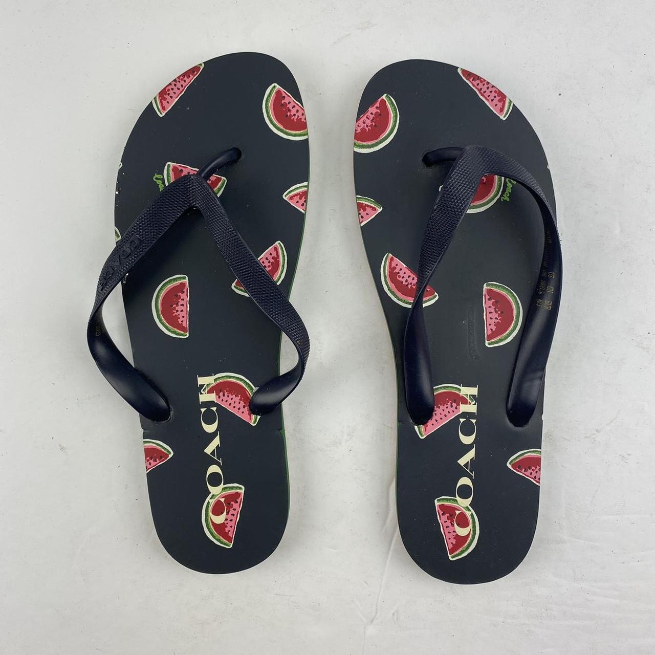 coach navy blue flip flops