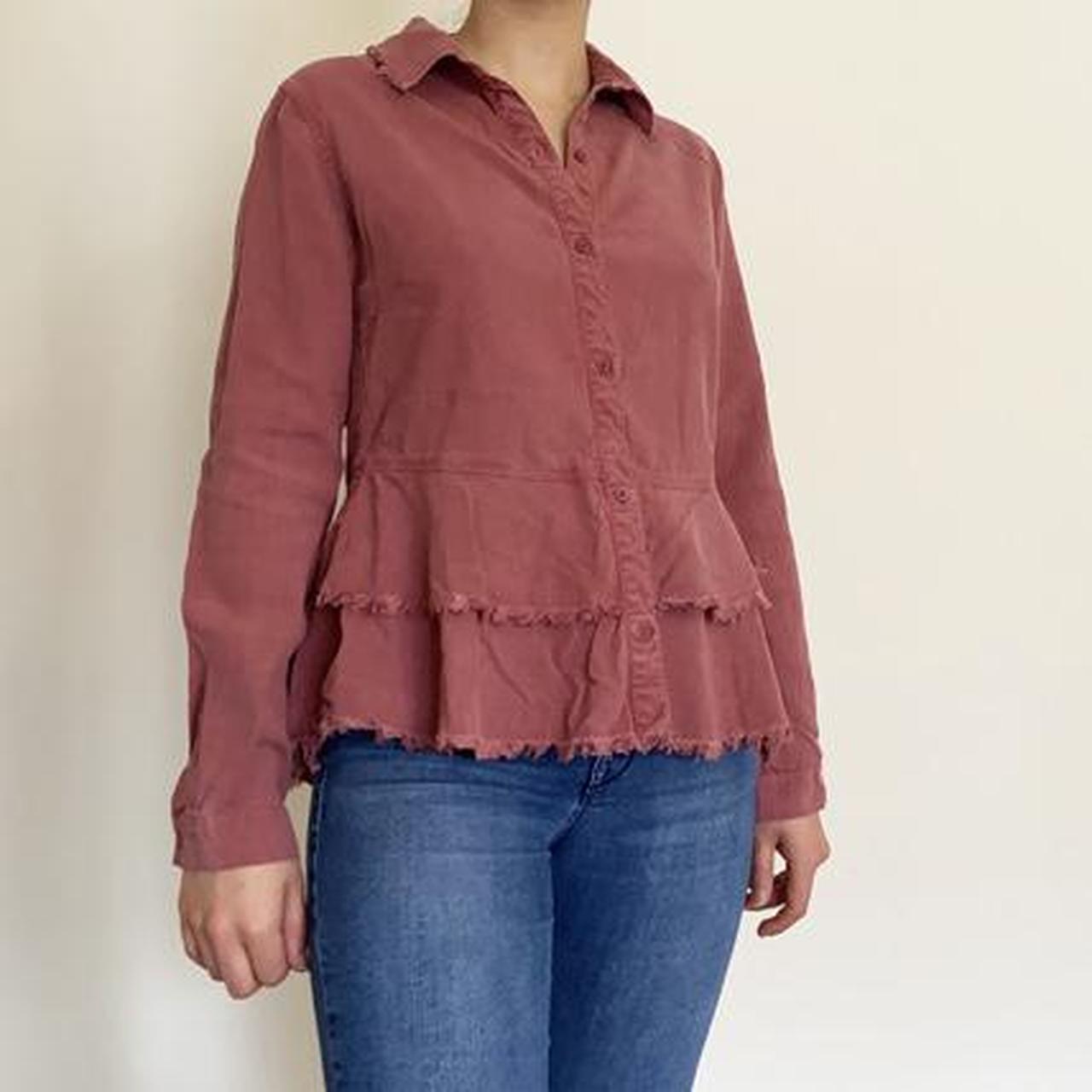 Anthropologie Women's Pink and Red Blouse (3)