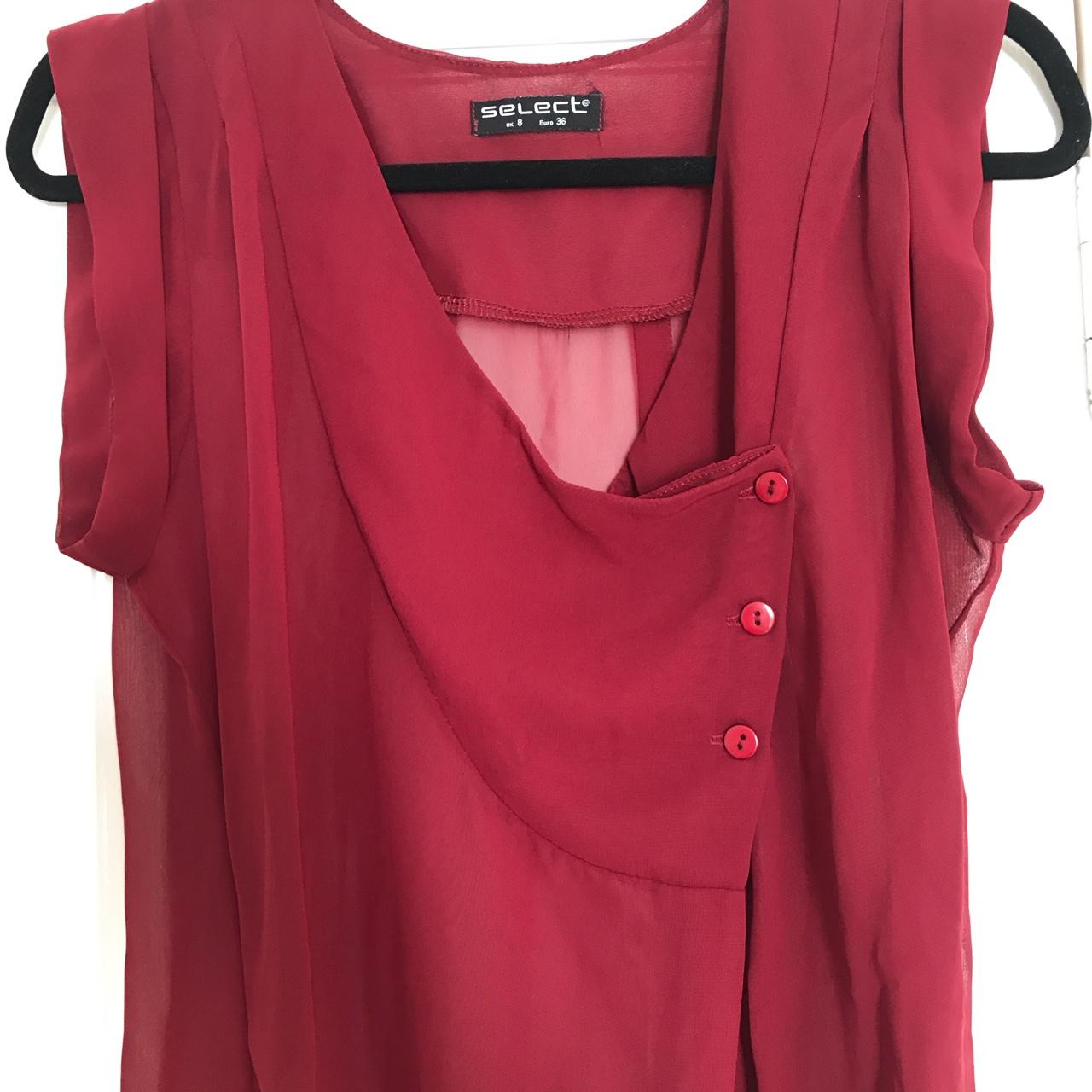 Burgundy sheer blouse ️ Longer at front to sit... - Depop