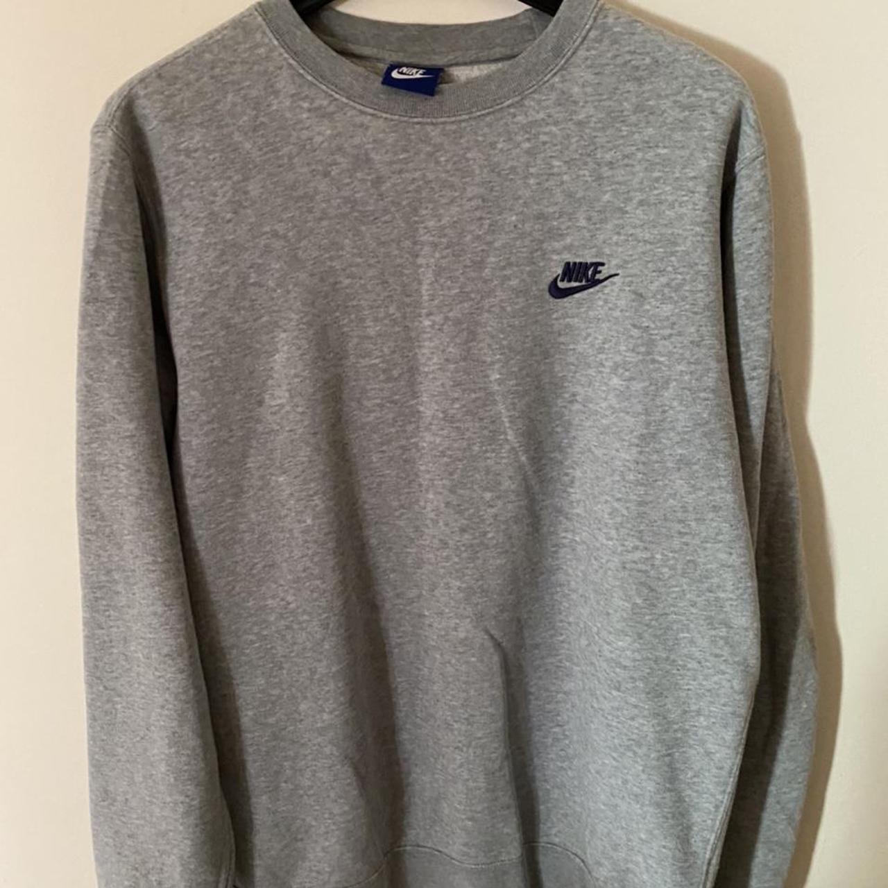 Nike Sweatshirt grey and navy nice fit #nike... - Depop