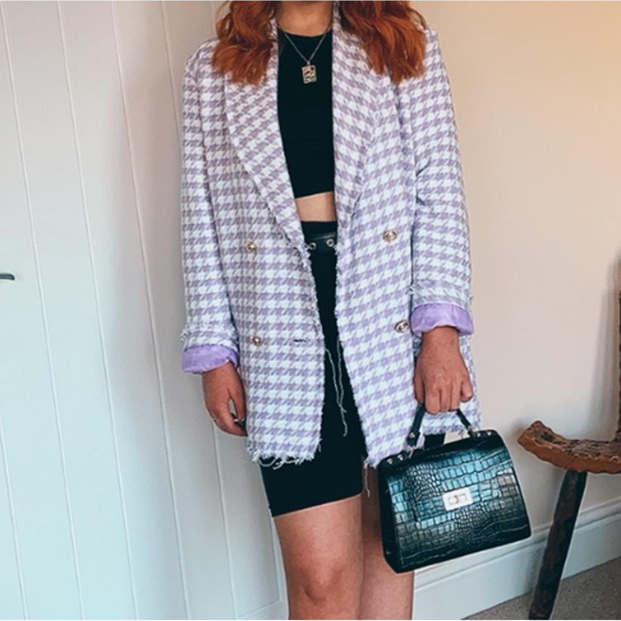 Boohoo dog tooth purple lilac blazer oversized