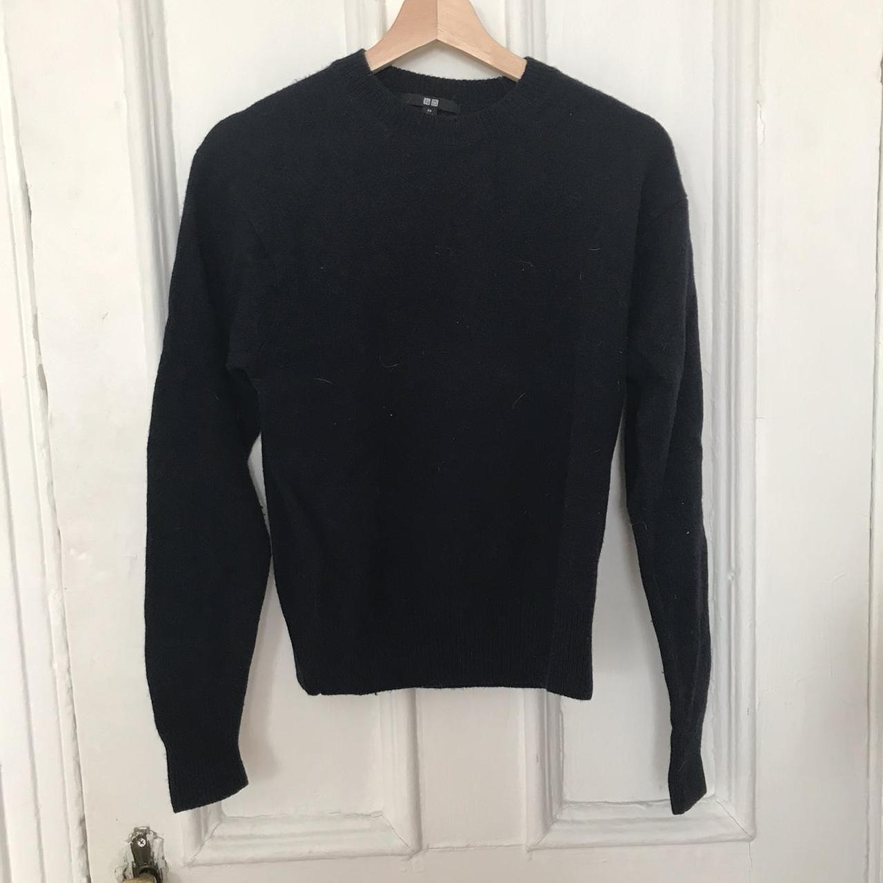 uniqlo men navy lambswool crew neck sweater worn a... - Depop