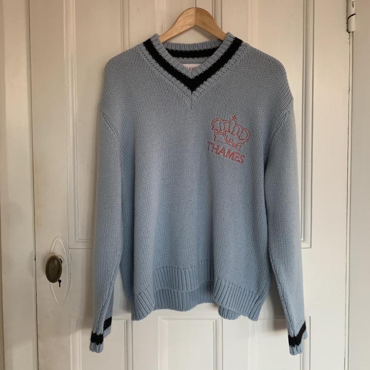 Palace Men's Blue and Black Jumper | Depop