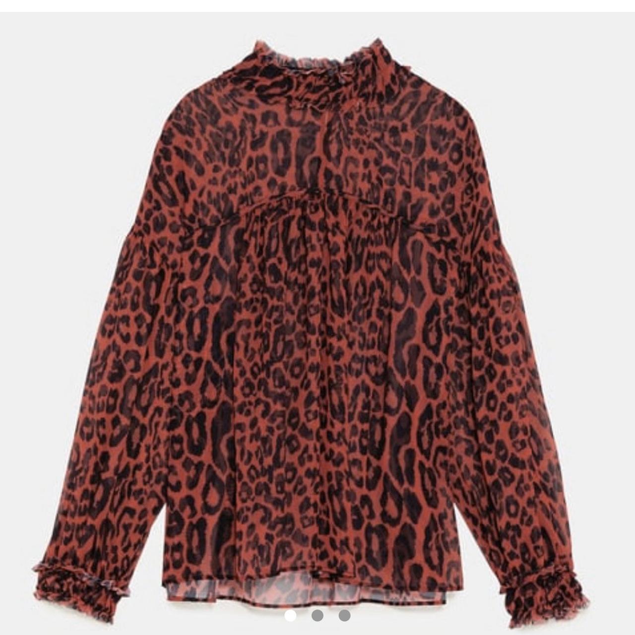 Red animal hot sale print top zara