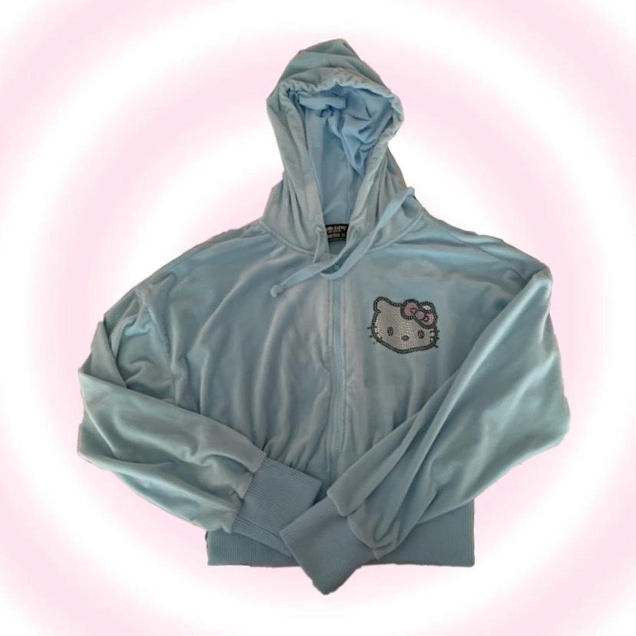 🦋 hello kitty x forever 21 🦋 Blue velour zip up... - Depop